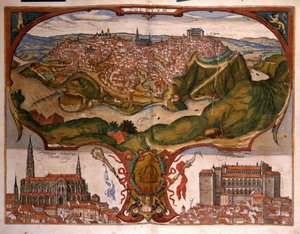16世紀のトレドの街の風景。ジョージ・ブラウンの版画 フランツ・ホーゲンベルグ（1535-1590）著「シビタティス・オルビス・テラリウム」第1巻より