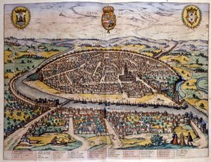ブラウンとホーゲンベルグの地図から見たセビリアの風景 作： Georg Braun and Hogenberg Franz