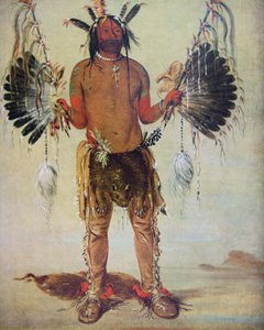 マンダン族の薬師「オールド・ベア」 1832年の絵画より（カラーリトグラフ 作： George (after) Catlin