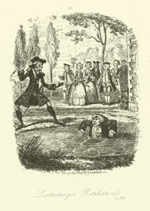 トビアス・スモレットの「Humphry Clinker」の挿絵（エングレービング 作： George (after) Cruikshank