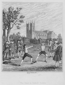トシル・フィールドの決闘」（版画 作： George (after) Cruikshank