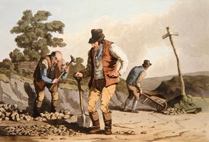 ロバート・ヘイヴル（1769-1832）が彫刻した「ヨークシャーの衣装」より「石破」（1814年、カラーリトグラフ版）