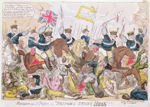 サン・ピエトロの大虐殺、あるいは "英国人の逆襲"！！」（トーマス・テッグ著、出版 作： George (attr. to) Cruikshank