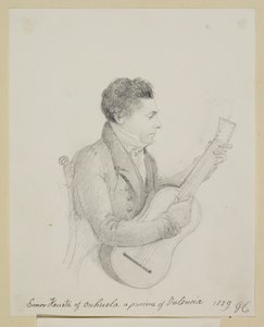 ギターを弾くバレンシア州オリウエラのセニョール・フエルタ氏 作： George (attr. to) Cumberland