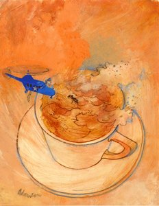 茶碗の中の嵐（1970年代）紙にガッシュ