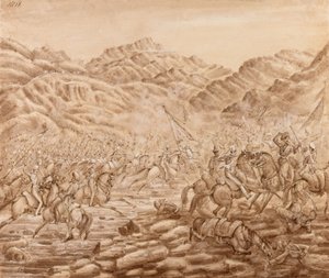 テジーンの戦いにおける後衛の騎兵隊の突撃 作： George Alfred Croly
