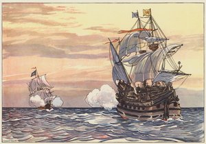 海賊に追われているスペイン人商人 作： George Alfred Williams