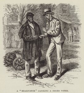 黒人有権者を告発する再調整者 作： George Augustus Sala