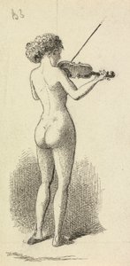 バイオリンを弾く裸の女性