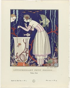 Gazette du Bon Ton、1914 - No. 5、Pl. 44: 見事な小魚 (...) / 夏のドレス (オブジェクトのタイトル) 作： George Barbier