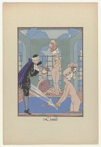月のガーランド、1917-1920年：水 作： George Barbier