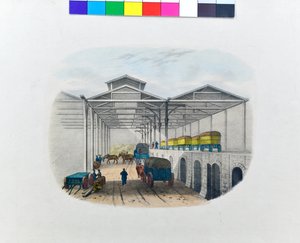 1830年頃、貨物中継基地の風景（リトグラフ、紙） 作： George Barnard