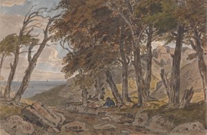Figures on the Bank of a Wooded Lane, with Sea in Distance Left   1437922   ja       japanese Successfully Translated  Original: Characters from a German Production of Macbeth (one of six etchings) Translat: Characters from a German Production of Macbeth ( 作： George Barret Jr.