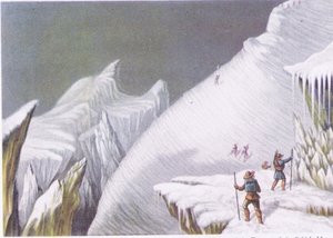 コリンズが発行したブリティッシュアドベンチャーのモンブラン登山の舞台、1947年 作： George Baxter