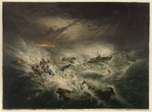 リライアンス号の難破 (1842 年 11 月 12 日) 作： George Baxter