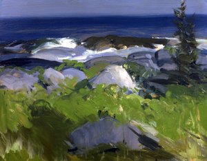 つるに覆われた海岸--モンヒガン島 作： George Bellows