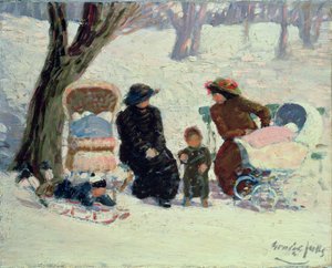 ナースメイド、ハイブリッジパーク（キャンバスに油彩） 作： George Benjamin Luks