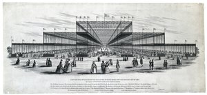 1851年の博覧会のためにハイドパークに建てられた建物の内部。女王陛下の委員会により最終的に承認されたもの。 作： George Berger