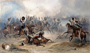 1811年のフエンテスドノロの戦いでフランス軍を安全に歩き回る王立大砲、ノーマンラムゼイ船長