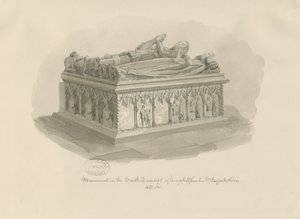リー教会-サージョンアストンの記念碑：セピア色の絵、1841年 作： George Buckler