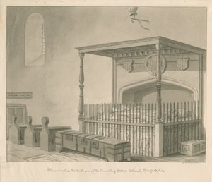 ストウ教会-テーブルの墓：セピア色の絵、1841年 作： George Buckler