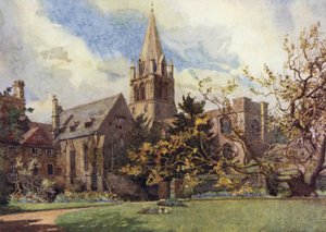 オックスフォード。クライストチャーチ、カノンの庭園より（カラーリトグラフ 作： George Carline