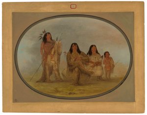 ブラックフット族の酋長とその妻、そして薬師 作： George Catlin