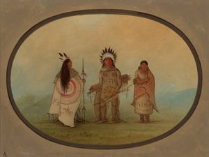 カラスの酋長、戦士、およびその妻、18551869。 作： George Catlin