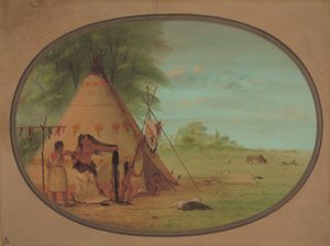 トイレのカラスの酋長、18611869。 作： George Catlin