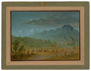 カラスの村とサーモン川の山々 作： George Catlin