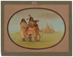 クニステヌーの戦士と家族 作： George Catlin