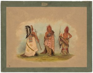 2 人の戦士を持つポーニー チーフ 作： George Catlin