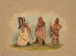 2 人の戦士を持つポーニー チーフ、18611869。 作： George Catlin