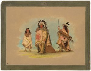 スー族の酋長とその娘、そして戦士 作： George Catlin