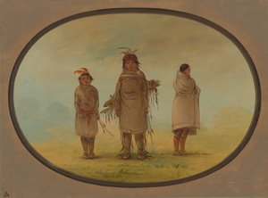 石の戦士とその妻と少年、18551869。 作： George Catlin