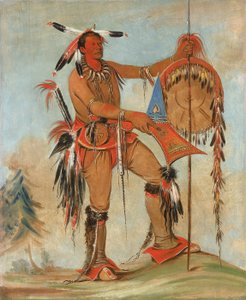 Ah-móu-a、クジラ、Kee-o-kúk の主要な勇者の 1 人、1835 年。 作： George Catlin