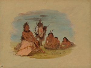 年老いたミナタリー族長とその家族、18611869。 作： George Catlin