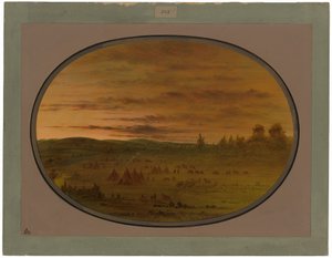 日没時のインドの野営地 作： George Catlin