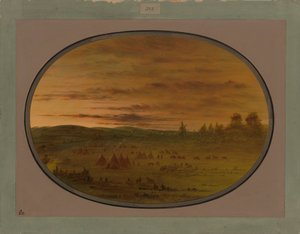 1861-69年の日没時のインドの野営地 作： George Catlin