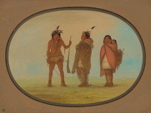 アラパホの酋長、その妻、そして戦士、18611869。 作： George Catlin