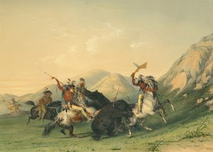 グリズリーベアを攻撃 作： George Catlin