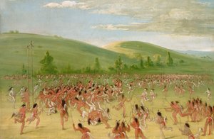 チョクトー族のボール遊び - ボールアップ、1834-1835。 作： George Catlin