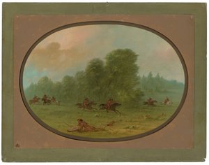 Jiccarilla Apachees と Camanchees の間の戦い 作： George Catlin