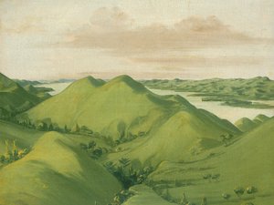 美しいグラッシー ブラフス、セントルイスから 110 マイル上、1832 年。 作： George Catlin
