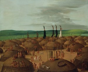セントルイス上空1800マイル、マンダン村の鳥瞰図