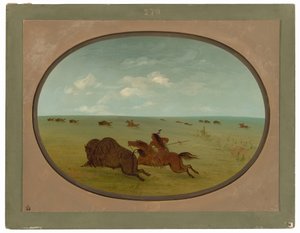 バッファロー チェイス、スー族インディアン、アッパー ミズーリ州 作： George Catlin