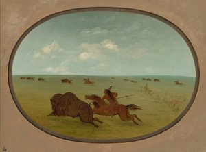 バッファロー チェイス、スー族インディアン、アッパー ミズーリ州、18611869。 作： George Catlin