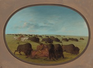 バッファローチェイス、事故あり、18611869。 作： George Catlin