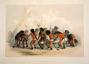 バッファローダンス、パブ。 1845年カラーリトグラフ。