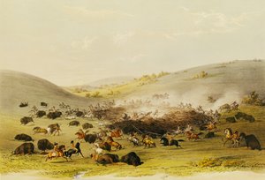 バッファローハント、サラウンド、1832年頃 作： George Catlin